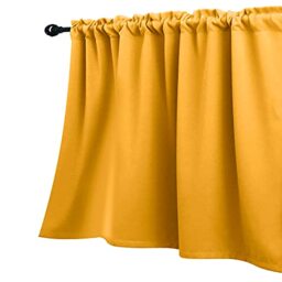 Yellow Valance Curtains for Windows 18 Inch Length Rod Pocket Blackout Room Darkening Window Valances Toppers Spring Summer Lemon Summer Valances for Kitchen Living Room Bedroom Bathroom Gold Mustard