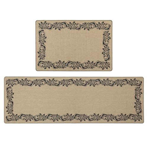 JVL Elegance Machine Washable Entrance Doormat and Runner Set - Border