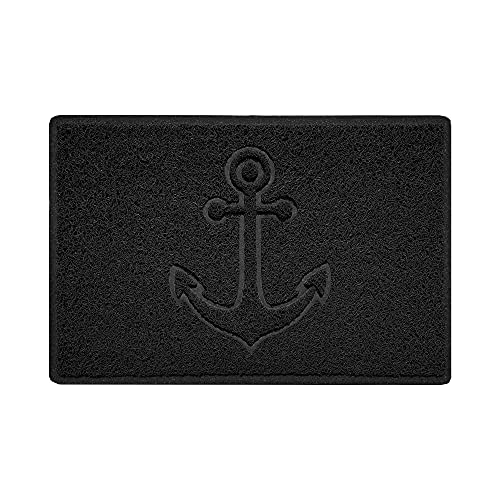 Nicoman Anchor Embossed Shape Door Mat Dirt-Trapper Jet-Washable Doormat-(Use Outdoor ONLY)- (60x40cm/23.6x15.7inches, Small) Black