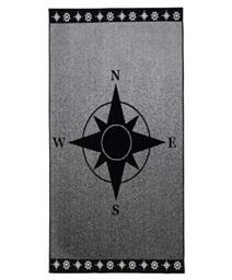 Gözze - Beach Towel with Compass Design, 100% Cotton, 90 x 180 cm - Silver