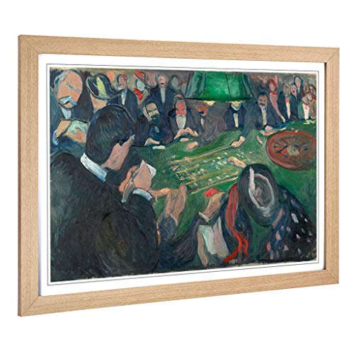 Big Box Art Framed Print of Edvard Munch at The Roulette Table Design - Wall Art Picture - Home Decor for Kitchen, Living Room, Bedroom, Hallway, Oak, A2 / 24.5x18 Inch / 62x45cm