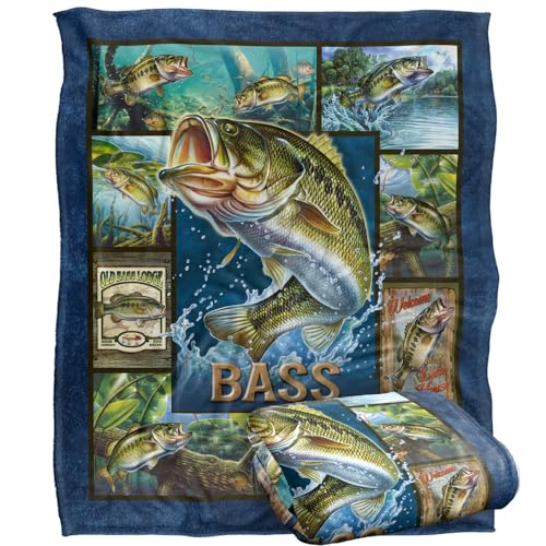 Jq Licensing Bass Fishing Silky Touch Super Soft Throw Blanket 152 X 127 Cm