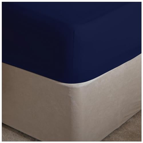 GC GAVENO CAVAILIA Easy Care Percale Extra Deep Fitted, Luxury Soft & Cosy Non Iron Thick Polycotton Bed Sheets, Navy, King
