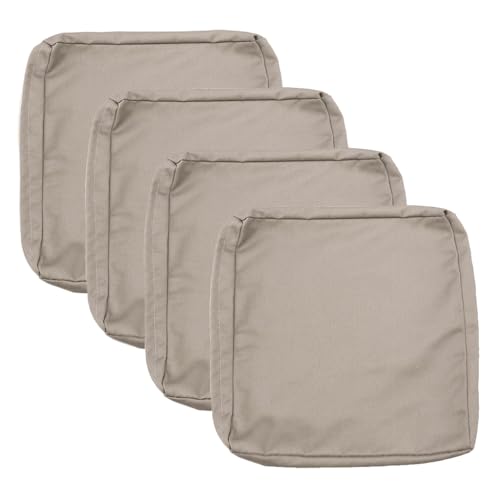 Sqodok Patio Cushion Covers 19x19 Waterproof Outdoor Cushion Covers Replacement 4Pack Patio Cushion Seat Slicovers with Ties for Sectional Sofa, Wicker Chair, Tan