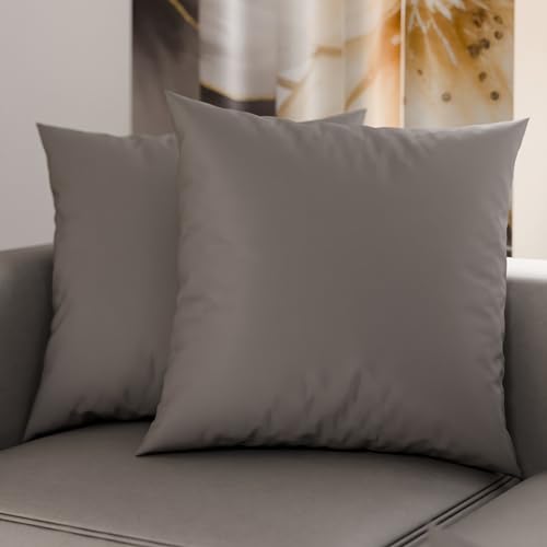 PETTI Artigiani Italiani - Pair of Pillowcases 65x65 cm in Microfiber, Bedroom Furniture Cushions, Sofa, Set of 2 Cushion Covers, Solid Color Gray Pillowcase, 100% Made in Italy
