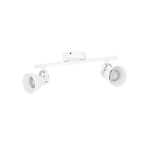 EGLO Seras 1 Ceiling Light, 2-Bulb Industrial Ceiling Light, Classic, Steel Ceiling Spotlight, Living Room Lamp in White, Kitchen Lamp, Spotlights with GU10 Socket