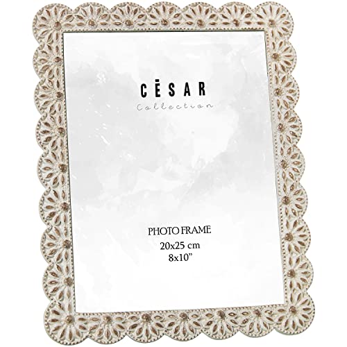 Photo Frame Resin 20 x 25 cm White Envejecido EXT: 23.5 x 1.2 x 28.5 cm