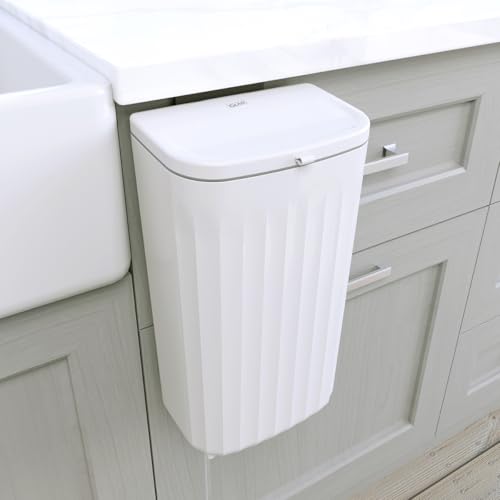 Glad Roomate Under Counter Trash Can - Space Saving Waste Bin for Kitchen Cabinet, Bathroom or Office - Dual Lid for Ease of Opening, 12 Liter, White