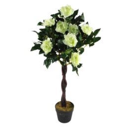 Leaf Artificial, Silk, Twisted Cream Rose Tree, 90cm