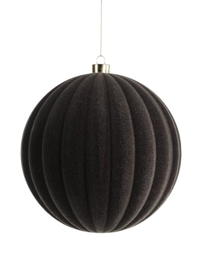 Mocha Ribbed Velvet Christmas Bauble 20 cm, Extra Large Tree Ornament
