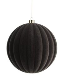 Mocha Ribbed Velvet Christmas Bauble 20 cm, Extra Large Tree Ornament