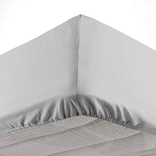 Douceur d'Intérieur Double Fitted Sheet 140 x 190 cm Microfibre Plain Oscar Light Grey 100% Polyester