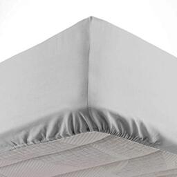 Douceur d'Intérieur Double Fitted Sheet 140 x 190 cm Microfibre Plain Oscar Light Grey 100% Polyester