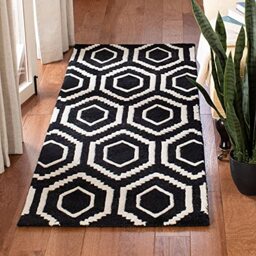 Safavieh Contemporary Indoor Hand Tufted Runner Area Rug, Chatham Collection, CHT731, in Black / Ivory, 69 X 213 cm for Living Room, Bedroom or Any Indoor Space