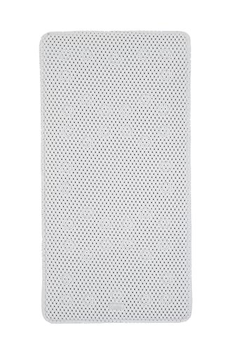 Croydex Teviot Bath Mat Non Slip Anti Mould - White PVC Medium Mat with Cushioned Vinyl Air Cell Technology, Hygiene 'n' Clean Treatment, Pressure Relief Design, Secure Grip Suction Cups (70 x 35cm)