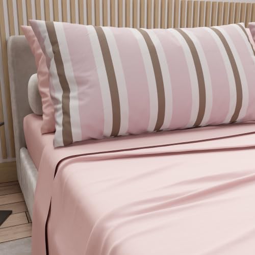 PETTI Artigiani Italiani - Cotton Bed Sheet Set with Pillowcases in Digital Print Mille Stripes 28 - Double - Made with Love in Italy since 1968