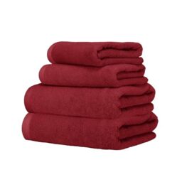 Ruggeri, 4 Towel Set, 2 Hand and 2 Guest, Cotton, Red