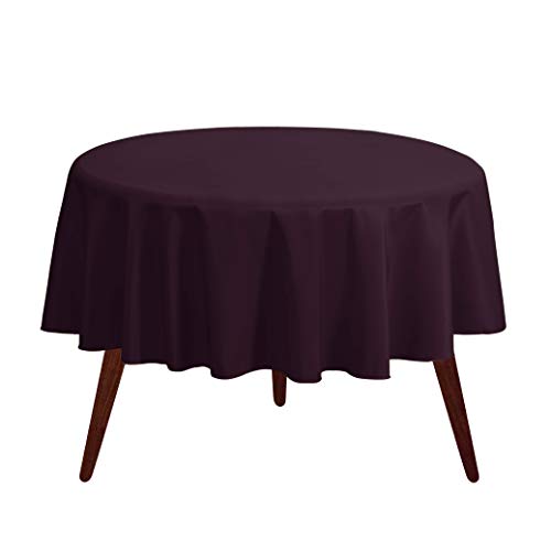 Gee Di Moda Round Tablecloth - 132 Inch Eggplant Round Table Cloth for 72 to 96 Inch Round Tables - Heavy Duty Washable Fabric - for Buffet Table, Holiday Party, Dinner, Wedding & Baby Shower