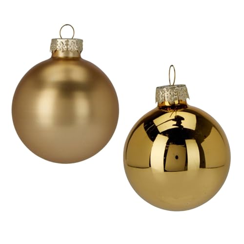 Well Home Set of 16 Christmas Baubles Gold Ø3.5 cm - Glossy and Matt