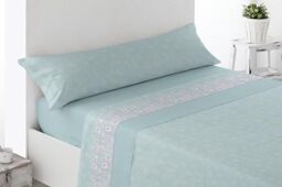Miracle Home. Roda 4-Piece Set, Fitted Sheet, Top Sheet and 2 Pillowcases, Anti Peeling, Blue, 180 x 200 cm, 180 cm Bed, 2 Pillowcases 107 x 45 cm