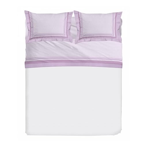 PENSIERI DELICATI 30101 Dublin Pink Double Bed Set, 100% Cotton, Warm and Soft, 180 x 200 cm, Includes Bottom Sheet, Top Sheet and 2 Pillowcases, Made in Italy, Pink