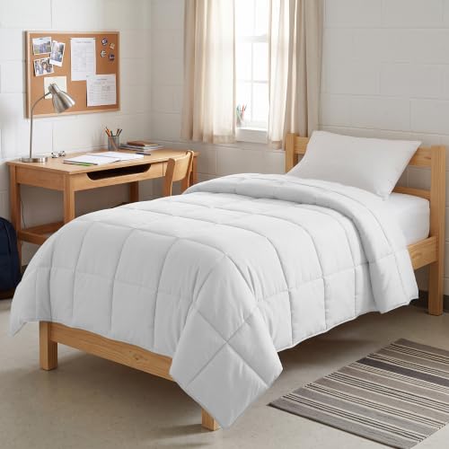 Southshore Fine Living, Inc. Twin Comforter/Duvet Insert, Down-Alternative White Twin/XL Comforter, Soft, Fluffy Comforters, Easy Care, Wrinkle Free, Pet Hair Resistant Bedding, Bright White