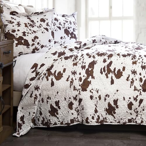 CARSTENS, INC. Western Aztec Country Bedding Set, Southwestern Microfiber Cow Print Quilt Set, Wrangler Western Cowhide, Full/Queen