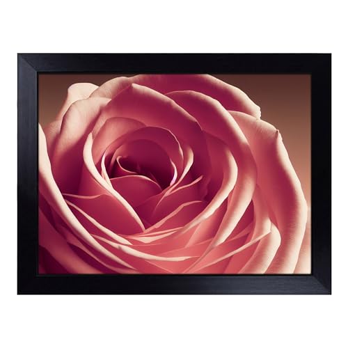 Lap Tray with Bean Bag Cushion, Beguiling Rose Flower - Handmade in the UK, Raised Wooden Edge, Padded Cushion, Heat-Resistant Wipe-Clean Surface, for Meals, Laptops and Crafts