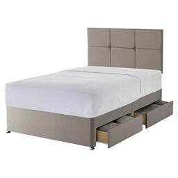 Silentnight 4 Drawer Storage Divan - Castello Headboard - Sandstone - Small Double