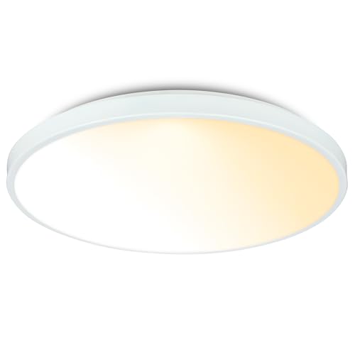 BRILONER - LED Ceiling Light with Remote Control, Dimmable, Decorative Cover, Warm White to Neutral White, LED Light, Ceiling Lights for Living Room, Ceiling Lights Bedroom, 38 X 6.5 cm, White