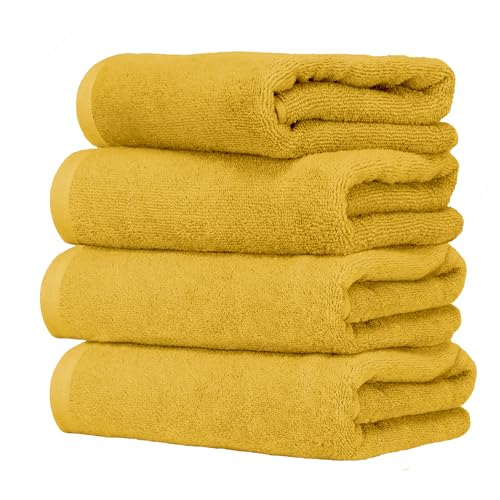 Ruggeri 4 Piece Guest Towel Set, 40x50 cm, Soft Cotton, Yellow