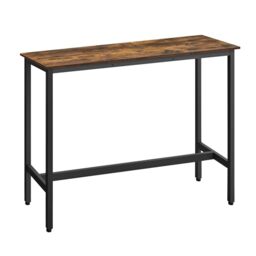 VASAGLE Bar Table, Kitchen Table, Pub Dining High Table, Sturdy Steel Frame, 40 x 120 x 90 cm, Easy Assembly, Industrial Design, Rustic Brown and Ink Black LBT120B01