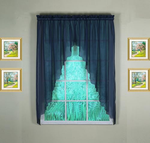 "Today's Curtain Emelia Original Voile Swagger Pair 63"", Navy, 90"" W x 63"" L"