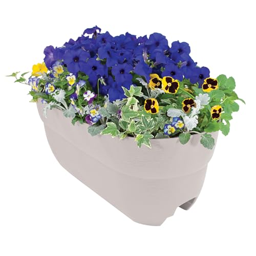"Emsco Group Bloomers Railing Planter with Drainage Holes - 24"" Weatherproof Resin Planter - White"