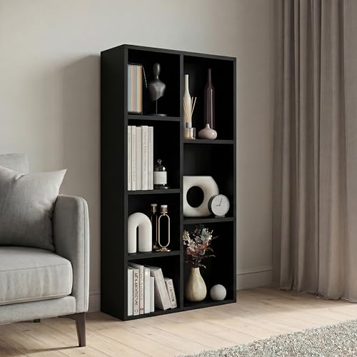 Vida Designs 7 Cube Storage Unit, Black, Wooden Shelving Display Storage Unit Office Living Room Furniture