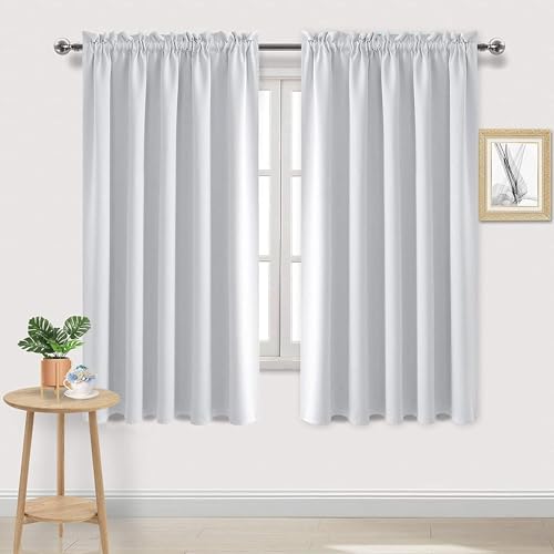 DWCN White Curtains for Living Room Thermal Insulated, Energy Saving & Noise Reducing Bedroom Curtains, White, W 70x L 72 Inch, Set of 2 Rod Pocket Curtain Panels