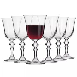 Krosno Red Wine Glasses, Set of 6, 250 ml, Krista Collection - For red wine and tasting, Tulip bowl, Decorative stem, Lead-free crystal