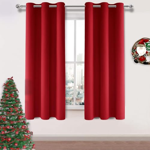 DWCN Red Curtains 72 Inch Length, Blackout Curtain for Bedroom, Living Room Curtains Drapes for Window Treatment - W42 x L72 Inch, Set of 2