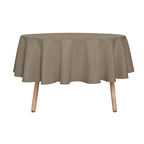 sancua Round Tablecloth 70 Inch Fits 20-58 Inch Tables, Taupe - Water Resistant, Spill Proof, Washable Polyester Cloth Cover, For Dining Tables, Buffet Parties and Camping