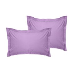 Luxurious Oxford Pillowcase Set (2 Pieces), Lilac, 80 x 80 + 5 cm, 100% Cotton Ranforce, 155 Thread Count - Envelope Closure, Machine Washable at 30°C