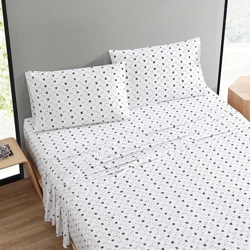 Marimekko - King Sheet Set, Premium Cotton Percale Bedding Set with Matching Shams, Lightweight & Breathable Bed Essentials (Kukkaketo Black, King)