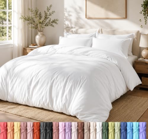 Utopia Bedding Lightweight Duvet Quilt Cover Set with 50x65 cm Pillow cases, 220x220 cm - Soft Microfibre Polyester (White)