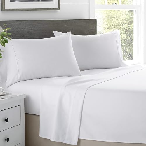 "RV King Sheet Set - 100% Cotton Sheets for RV King Size Bed - 600 Thread Count RV Camper King 72 x 80 Sheets with 16"" Deep Pocket - Soft, Cooling Sateen Weave - RV Bed Sheets Set 4 Piece - White"