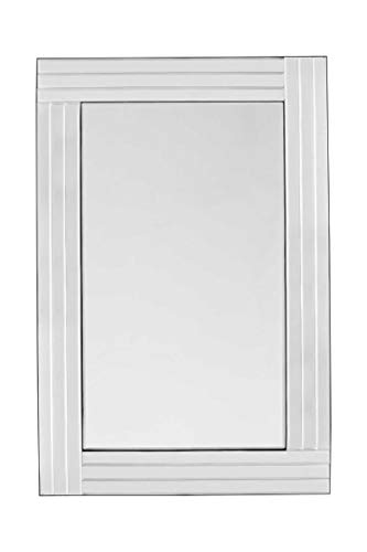Pandamoto Bathroom Mirror antique modern venetian style wall mirror 3Ft11 X 2Ft8 120cm X 80cm, Silver