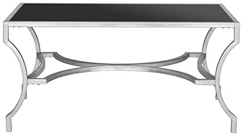 SAFAVIEH Modern Accent Table with Iron Legs, in Silver and Black, 93 X 50 X 43.18