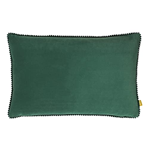 furn. Cosmo Cushion Cover – Soft Velvet Pom Pom Trim Decorative Case (Marine Blue – 30x50cm)