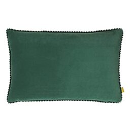 furn. Cosmo Cushion Cover – Soft Velvet Pom Pom Trim Decorative Case (Marine Blue – 30x50cm)