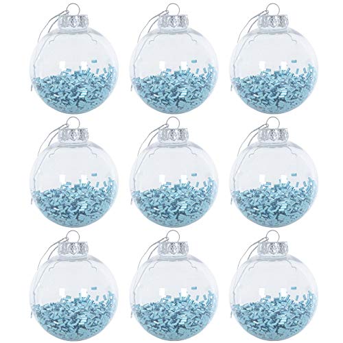 Mr Crimbo 9 Pack Shaker Christmas Tree Baubles Xmas Decorations 8cm - Vivid Blue