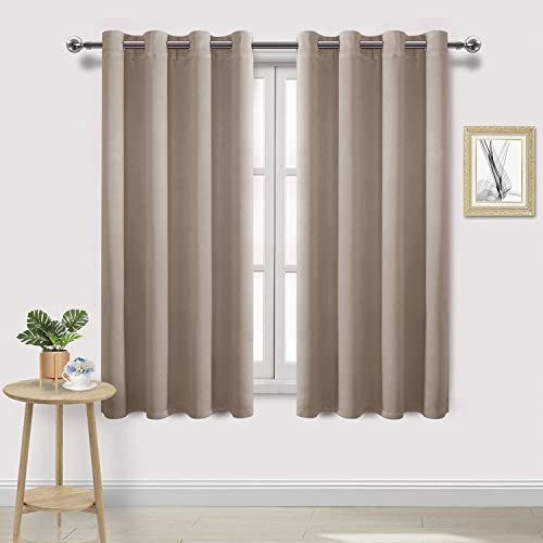 DWCN Blackout Curtains for Bedroom, Room Darkening Thermal Light Blocking Drapes for Living Room - W52 x L63 Inches Long, Set of 2 Panels, Camel