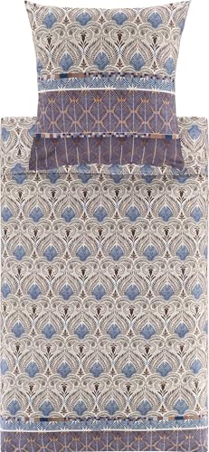 Bassetti Nairobi 9332138 Bed Linen + 1 Pillowcase Made of 100% Cotton Satin in Caffe M1 Colour 200 x 200 cm + 1 K 80 x 80 cm
